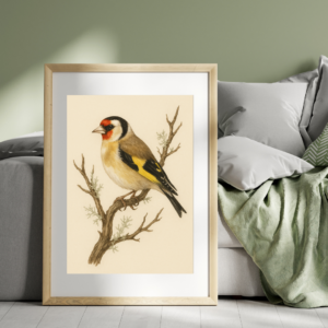 Bird Print, Goldfinch Print, 8x12 Bird Wall Art, Nature Bird Poster, Botanical Bird Illustration, Bird Art Print