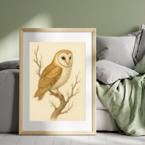 Bird Print, Barn Owl Print, 8x12 Bird Wall Art, Nature Bird Poster, Botanical Bird Illustration, Bird Art Print