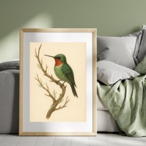 Bird Print, Hummingbird Print, 8x12 Bird Wall Art, Nature Bird Poster, Botanical Bird Illustration, Bird Art Print