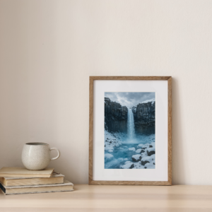 Icelandic Icefall Print – Frozen Waterfall Wall Art, Arctic Landscape Poster 8x12
