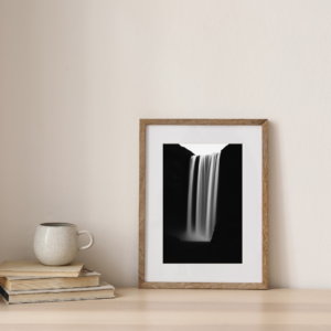 Minimalist Monochrome Waterfall Print – Black and White Nature Wall Art, 8x12 Poster