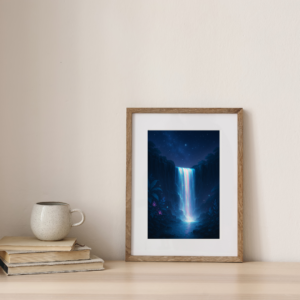 Fantasy Crystal Falls Print – Dreamy Waterfall Wall Art, Magical Landscape Poster 8x12