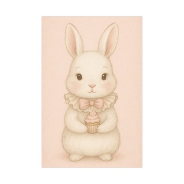 Silly Bunny Wall Art Cute, Poster Beige Nursery Decor, Animal Printable, Coquette Room Decor - Image 2