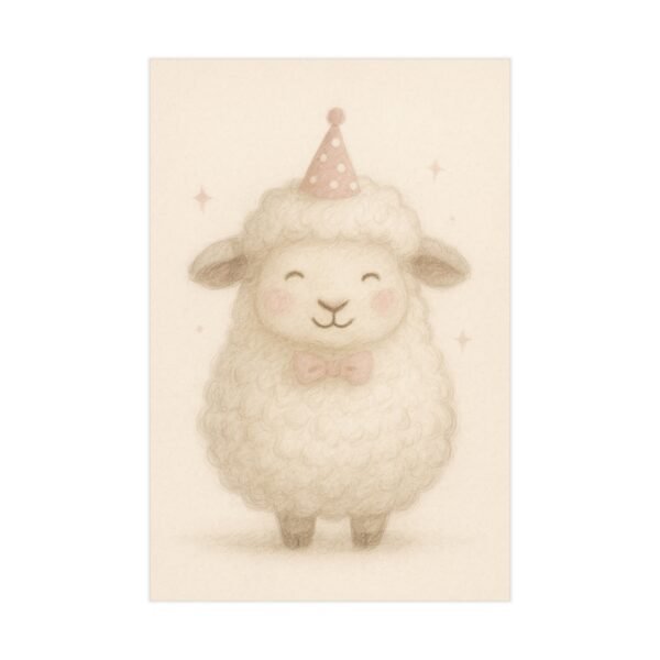 Silly Sheep Wall Art Cute, Poster Beige Nursery Decor, Animal Printable, Coquette Room Decor - Image 2