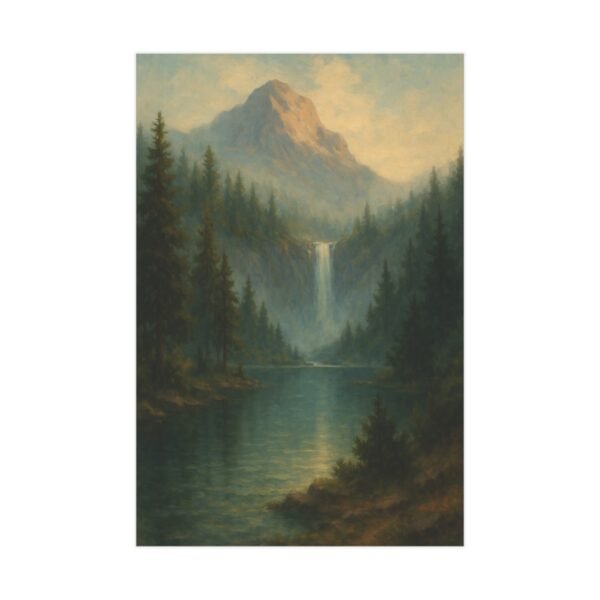 Mountain Lake Waterfall Print – Serene Alpine Nature Wall Art, 8x12 Landscape Poster - Image 2