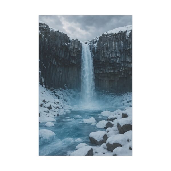 Icelandic Icefall Print – Frozen Waterfall Wall Art, Arctic Landscape Poster 8x12 - Image 2