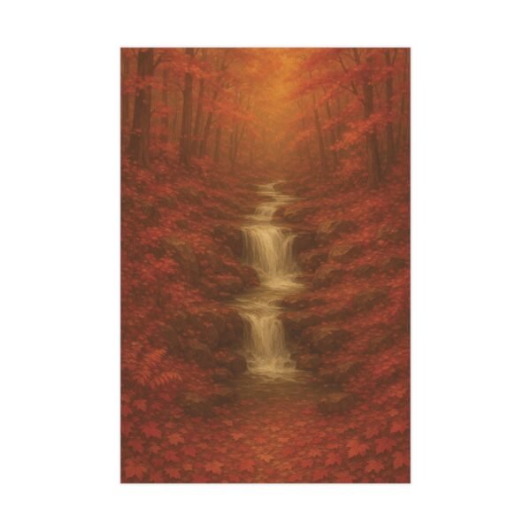 Autumn Woodland Cascade Print – Fall Forest Waterfall Wall Art, 8x12 Nature Poster - Image 2