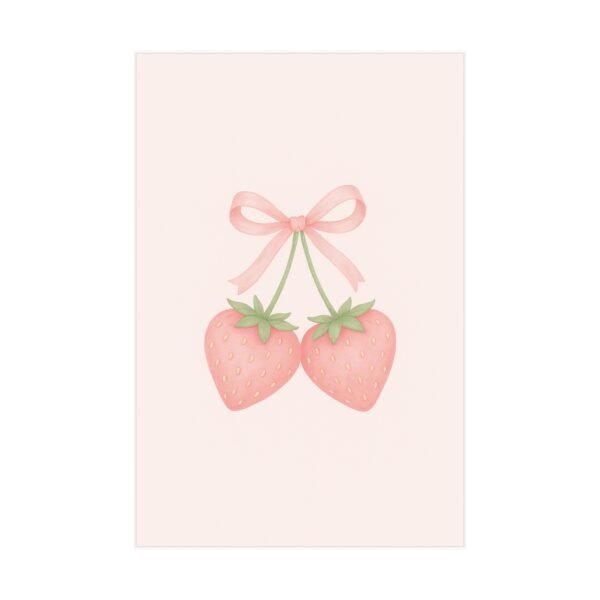 Coquette Strawberry Poster, Printable Coquette Art, College Sign, Aesthetic Wall Art, Printable Wall Art - Image 2