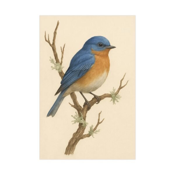 Bird Print, Eastern Bluebird Print, 8x12 Bird Wall Art, Nature Bird Poster, Botanical Bird Illustration, Bird Art Print - Image 2