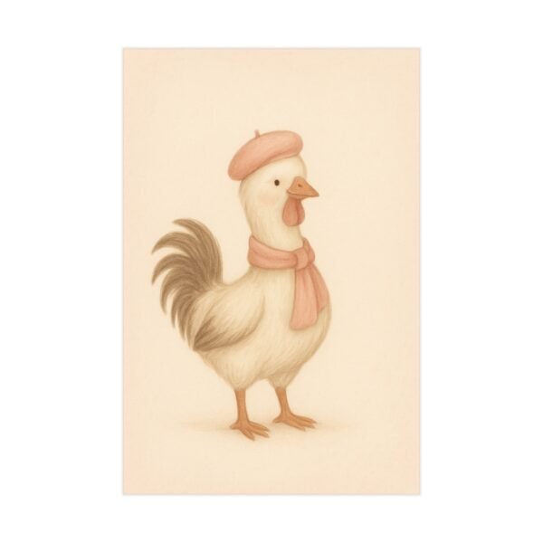 Silly Chicken Wall Art, Cute Poster, Beige Nursery Decor, Animal Printable, Coquette Room Decor - Image 2