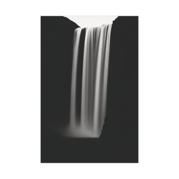 Minimalist Monochrome Waterfall Print – Black and White Nature Wall Art, 8x12 Poster - Image 2