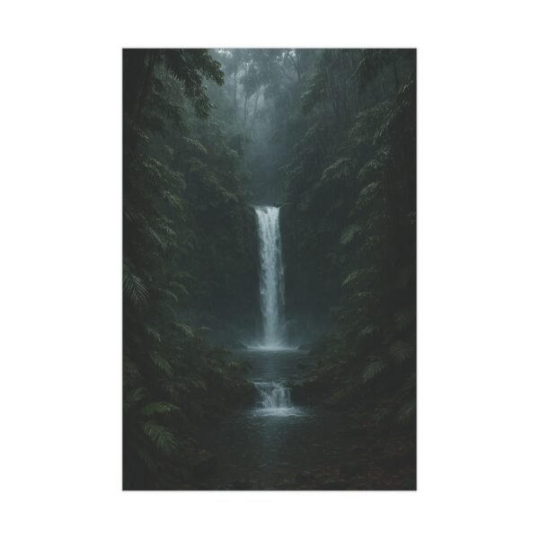 Rainy Day Jungle Falls Print – Moody Tropical Waterfall Wall Art, 8x12 Nature Poster - Image 2