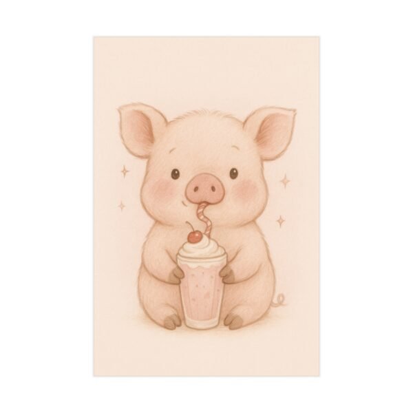 Silly Pig Wall Art Cute, Poster Beige Nursery Decor, Animal Printable, Coquette Room Decor - Image 2