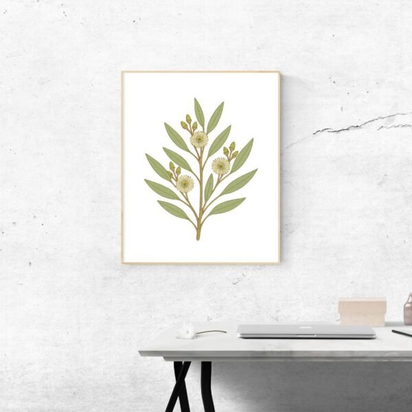 Eucalyptus Botanical Wall Art – Minimal Australian Native Flower Print for Modern Interiors