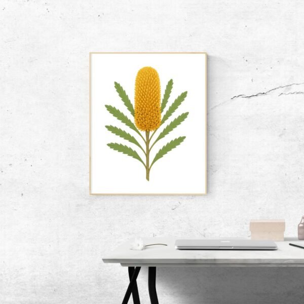 Banksia Botanical Wall Art – Bold Minimalist Australian Native Flower Print for Natural Home Decor