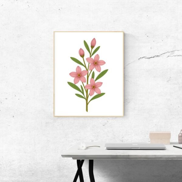 Boronia Botanical Wall Art – Minimalist Australian Native Flower Print in Soft Pink
